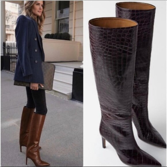 NWT ZARA THIN HEEL LEATHER BOOTS - Picture 3 of 8